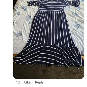 Navy and White Striped Kids Dress